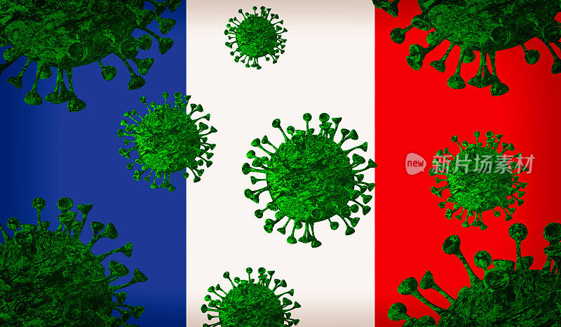 France Flag Covid-19冠状病毒大流行细胞